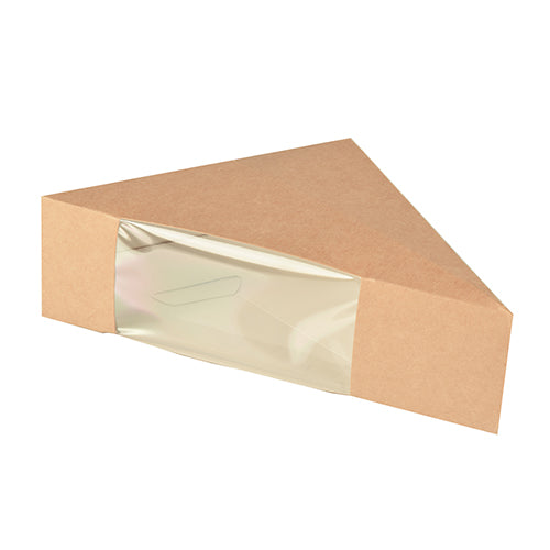 Die PAPSTAR 50 Sandwichboxen (12,3x12,3x5,2 cm) aus brauner Pappe mit PLA-Sichtfenster eignen sich ideal zur begehrten Aufbewahrung und Präsentation einzelner Kuchen- oder Tortenstücke.