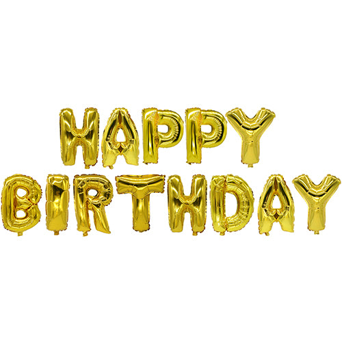 Das Folienluftballon-Set „Happy Birthday“ der PAPSTAR GmbH zeigt die Botschaft in Goldfolie auf zwei Reihen – ideal für jede Geburtstagsfeier.