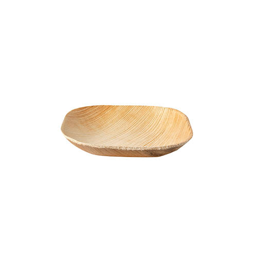 Der PAPSTAR 25 Teller, Palmblatt „pure“ der PAPSTAR GmbH ist eine quadratische Holzschale mit abgerundeten Kanten und sichtbarer Holzmaserung, hergestellt aus natürlichen Materialien und auf weißem Hintergrund abgebildet.