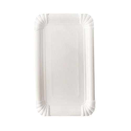 Der PAPSTAR 12 Teller „pure“ eckig, 13 x 20 cm aus weißer Pappe, ideal für den Einweggebrauch, mit erhöhten Kanten und dekorativen Rillen, werden von PAPSTAR GmbH umweltfreundlich verpackt (12 Stück im Schrumpffolie-Set) präsentiert.