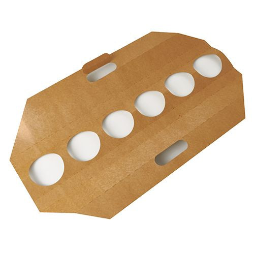 Die PAPSTAR 30 Tragetabletts aus braunem Karton (12 x 9,5 x 62 cm) bieten Platz für sechs Tassen und verfügen über seitliche Griffe. Sie sind umweltfreundlich und somit ideal für eine nachhaltige Nutzung. Marke: PAPSTAR GmbH. Verpackt in Schrumpffolie (30 Stück).