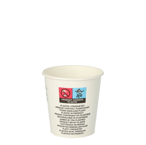 Der Starpak 50 Trinkbecher für Kaltgetränke (0,1 l, weiß) aus Pappe mit Symbolen und Hinweistext zum Recycling eignet sich ideal für Partys und Veranstaltungen. Das Set enthält 50 Becher und wird in Schrumpffolie geliefert.