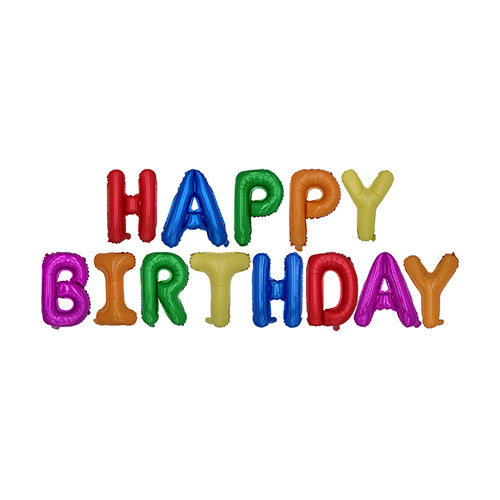 Das Folienluftballon-Set „Happy Birthday“ der PAPSTAR GmbH besteht aus bunten Folienballons mit dem Schriftzug „HAPPY BIRTHDAY“ in leuchtenden Farben – ideal für jede Geburtstagsfeier. Jeder Buchstabe leuchtet in einer anderen Farbe auf weißem Grund.