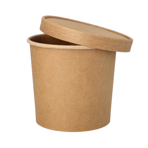 Der PAPSTAR 25 Suppenbecher aus Pappe (760 ml, Ø 11,5 cm, braun) mit passendem Deckel von PAPSTAR GmbH – ideal für unterwegs, praktisch und umweltfreundlich.