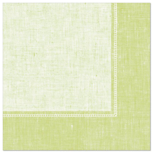 Die PAPSTAR GmbH 50 Servietten "ROYAL Collection" 1/4-Falz, 40 x 40 cm in grün, haben eine doppelt genähte weiße Linie am Rand und eine strukturierte Optik - ideal für festliche Anlässe.