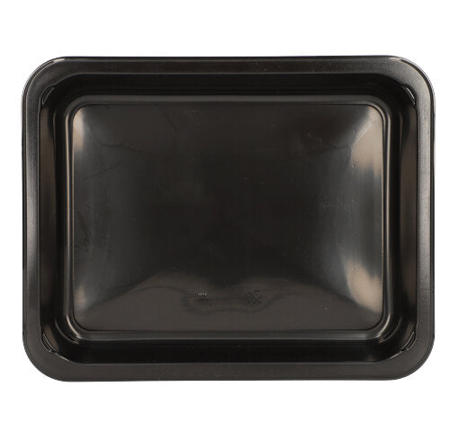 Eine schwarze, rechteckige Starpak 50 Mikrowellenschalen, PP-Lebensmittelschale von Starpak ist von oben auf weißem Hintergrund abgebildet. Die leere, mikrowellengeeignete Schale hat leicht abgerundete Ecken.
