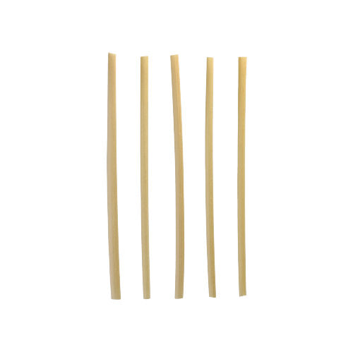 Fünf beige PAPSTAR Cocktail Trinkhalme („pure“, Ø 4 mm, 15 cm) aus dem praktischen Spenderkarton (250 Stück) der PAPSTAR GmbH sind vertikal und mit gleichmäßigem Abstand auf einem schlichten weißen Hintergrund abgebildet.