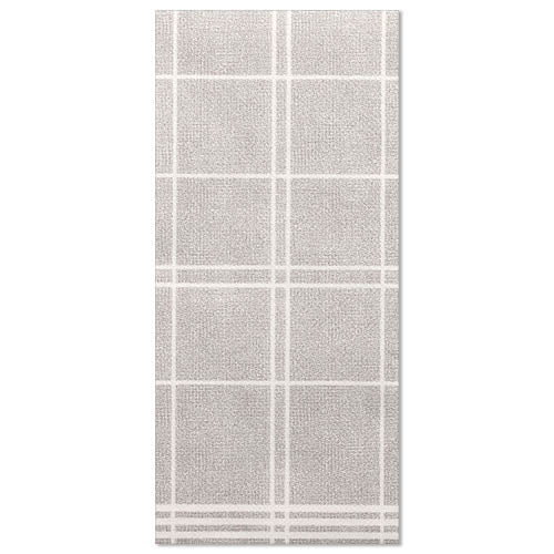 Die 50 PAPSTAR Servietten „ROYAL Collection“ 1/6-Falz 48x33 cm „Kitchen Craft“ verfügen über ein stilvolles rechteckiges graues Design mit weißem Gittermuster und eingefassten Kanten – perfekt, um Ihre Tischdekoration aufzuwerten.