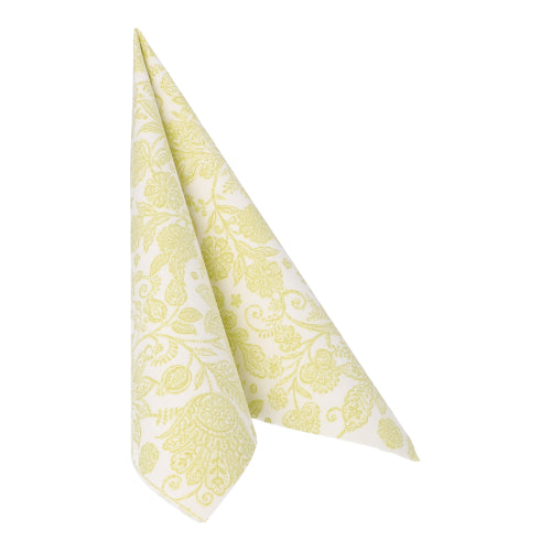 Eine gefaltete grüne Serviette aus der PAPSTAR 50 Servietten "ROYAL Collection" (1/4-Falz, 40 x 40 cm) der PAPSTAR GmbH steht aufrecht vor einem weißen Hintergrund - ideal für festliche Anlässe.