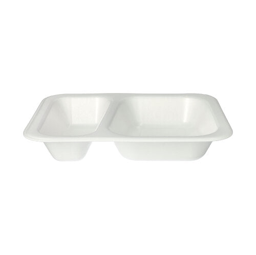 Die Starpak 100 Siegelschalen sind weiße, rechteckige XPS-Schalen mit zwei Fächern, ideal zum Servieren von Speisen. Die Einwegschalen von Starpak bestehen aus isoliertem Laminat für optimalen Lebensmittelschutz.
