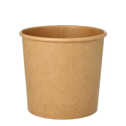 Der Starpak 25 Suppenbecher, Pappe rund Ø 11,5 cm in Braun steht unbenutzt und ohne Aufdruck auf weißem Hintergrund – ideal für unterwegs.