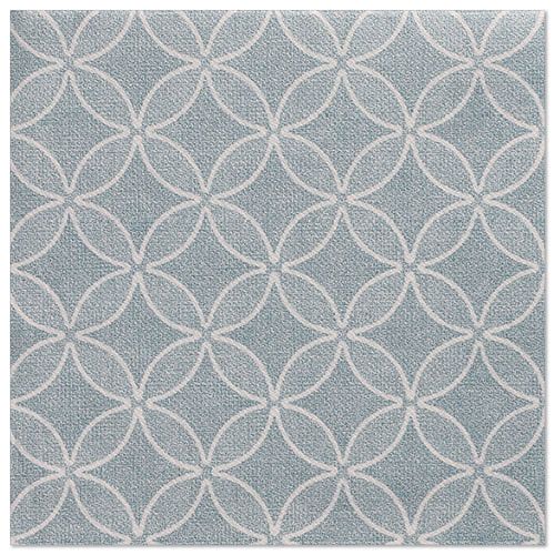 Die PAPSTAR GmbH 20 Servietten "ROYAL Collection" (40x40 cm, 1/4-Falz) zeigen ein raffiniertes geometrisches Muster aus ineinandergreifenden weißen Kreisen auf hellblauem Hintergrund und verleihen Ihrer Tischdekoration einen eleganten Stil.