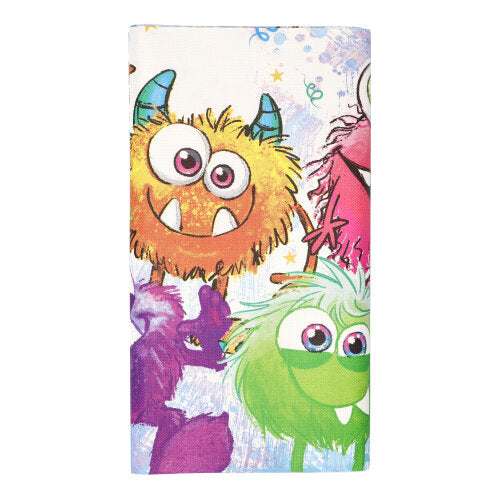 Die PAPSTAR Tischdecke, Papier (120 cm x 180 cm) der PAPSTAR GmbH zeigt farbenfrohe Cartoon-Monster auf einem leicht gemusterten Hintergrund und verleiht Ihrer Tischdekoration einen verspielten Stil.