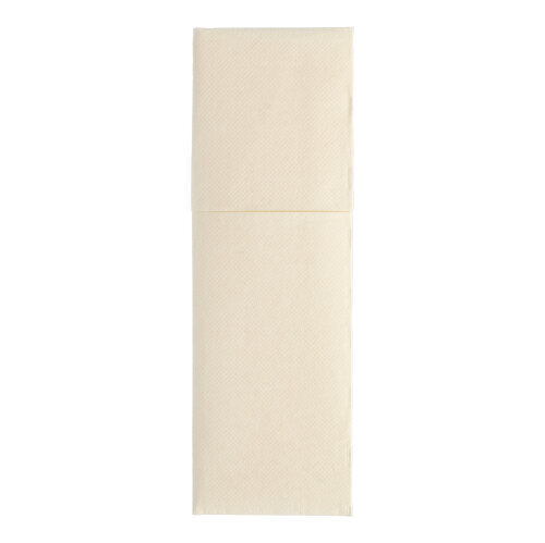Vor weißem Hintergrund ist eine ungefaltete beige Serviette aus der PAPSTAR 50 Servietten „ROYAL Collection“ (48 x 30 cm, mit Besteckfalz) der PAPSTAR GmbH abgebildet.