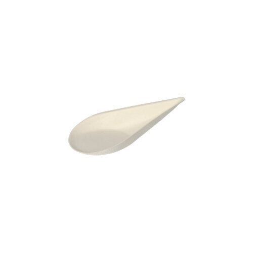 Ein einzelner, weißer PAPSTAR Fingerfood-Teller aus Zuckerrohr „pure“ von PAPSTAR GmbH auf schlichtem weißen Hintergrund.