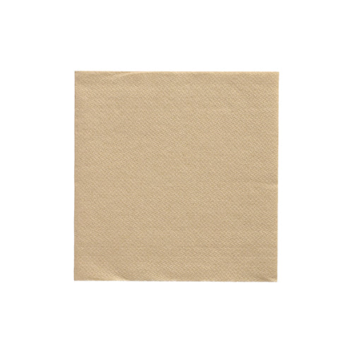 Eine einzelne sandfarbene Papierserviette, 24x24 cm, aus der PAPSTAR 20 Servietten "DAILY Collection" (1/4-Falz), flach auf weißem Untergrund abgebildet.