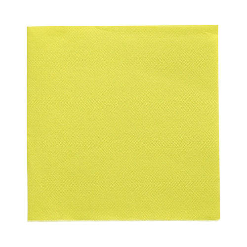 Die 20 Servietten „DAILY Collection“ (1/4-Falz, 32x32 cm) der PAPSTAR GmbH in Gelb präsentieren sich auf weißem Untergrund – ideal, um Ihrer Tischdekoration Farbe zu verleihen.