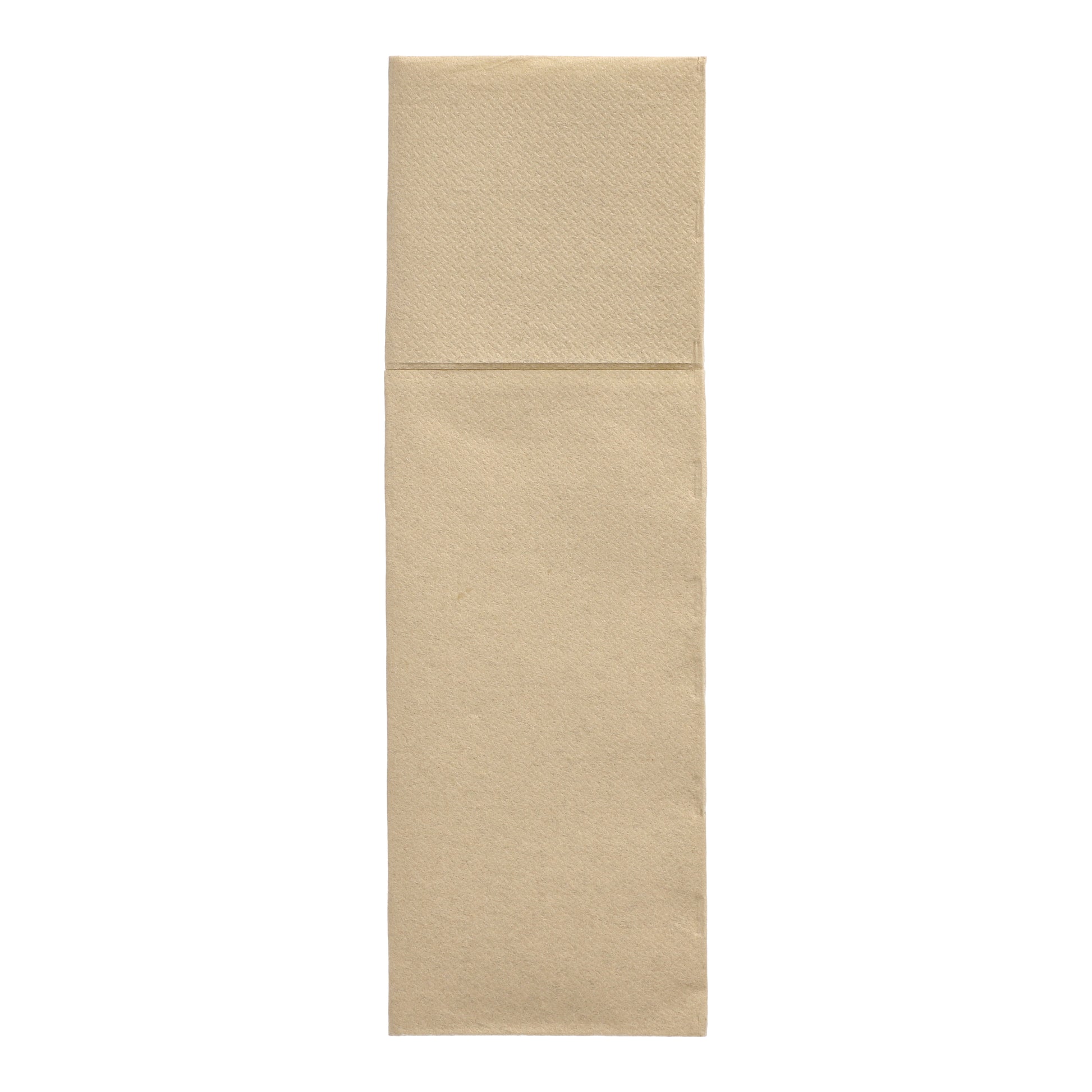 Eine braune PAPSTAR 50 Servietten „DAILY Collection“ (48 x 30 cm, Besteckfalz) der PAPSTAR GmbH, längs gefaltet und auf weißem Untergrund präsentiert.