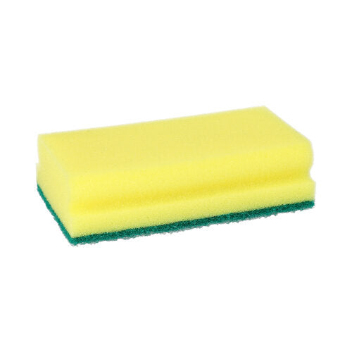 Der Starpak 3 Topfreiniger Schwamm Jumbo ist ein rechteckiger gelb-grüner Küchenschwamm (4,1 x 14,8 x 8,5 cm) mit Griffrille und Scheuerfläche für effektive Reinigung; abgebildet auf schlichtem weißem Hintergrund. 3er-Set mit Banderole.