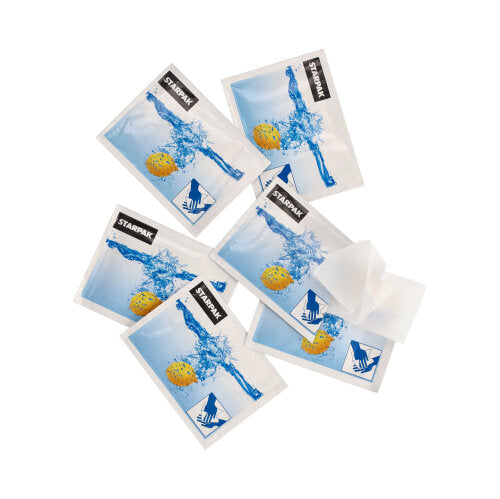 Starpak 250 Erfrischungstücher „Citro“ (14x14 cm) werden auf weißem Hintergrund angezeigt, wobei jede Packung Erfrischungstücher einen Wasserspritzer, einen orangefarbenen Ball, ein Handwaschsymbol und einen erfrischenden Zitronenduft zeigt.