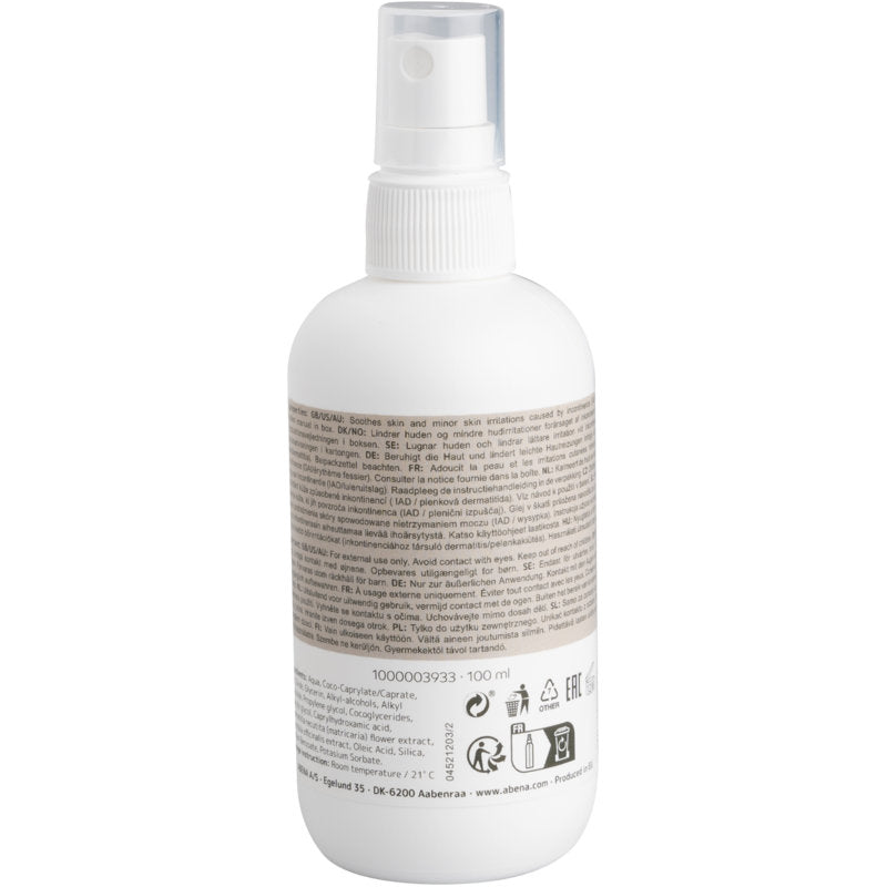 Weiße Kunststoff-Sprühflasche (100 ml) mit durchsichtiger Kappe, beschriftet mit "Zinkspray, 10% Zinkoxid" von Abena Re-Seller GmbH, für einen wirksamen Korrosionsschutz auf Metalloberflächen. Verkauft in Kartons zu 6 Stück.