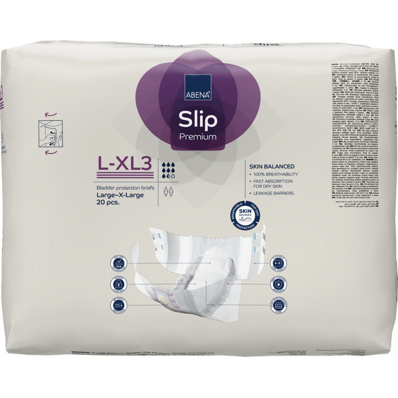 Eine 20er-Packung ABENA Slip Flexi Fit M-L Premium Windeln für Erwachsene von Abena Re-Seller GmbH, die sich durch schnelle Absorption, Auslaufsperren, flexible Passform und Skin-Balance-Technologie auszeichnen.