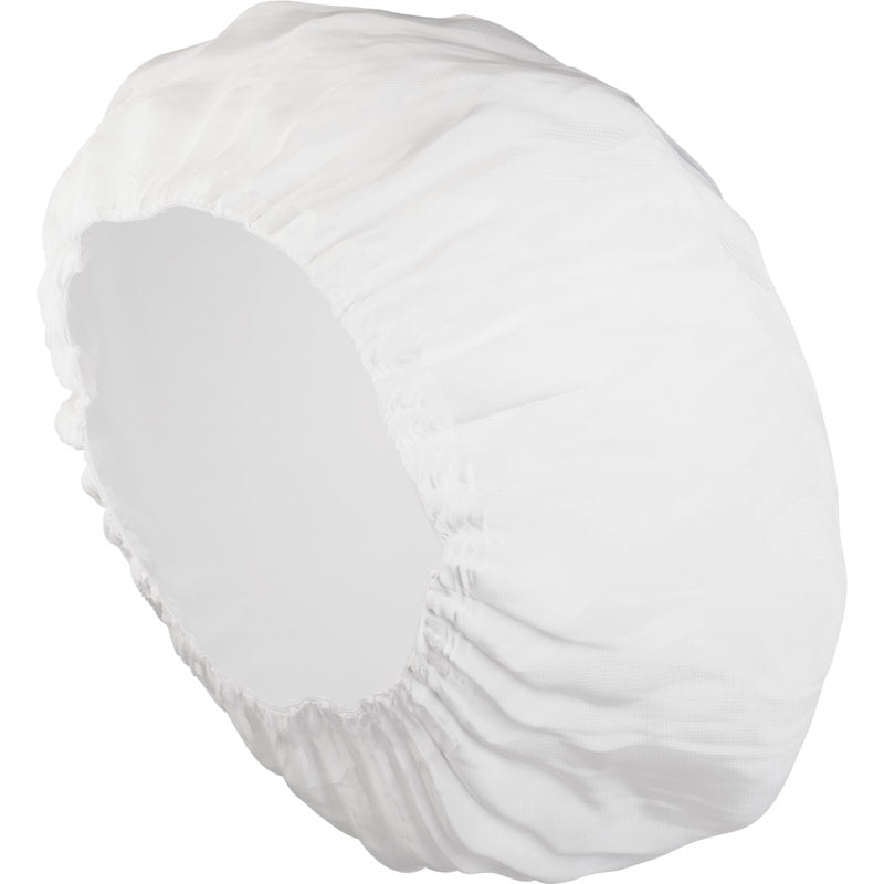 Die Abena Re-Seller GmbH Shampoo-Haube, ø 32 cm, weiß (Karton mit 30 Packungen), ist eine weiße Einweghaube mit Gummizug - ideal zur Haarwäsche ohne Wasser in medizinischen, Lebensmittel- oder Reinraumumgebungen.