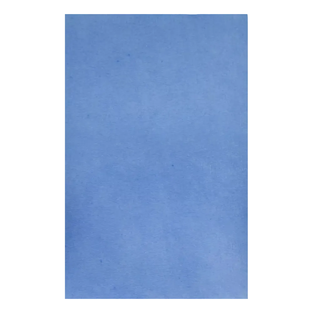 Ein glatter, himmelblauer Stoff, der dem strukturierten AMPri Dental Kreppauflage Tray-Filterpapier ähnelt, das von der AMPri Handelsgesellschaft mbH häufig in Zahnarztpraxen verwendet wird, füllt den gesamten Rahmen mit einem einheitlichen Blauton.
