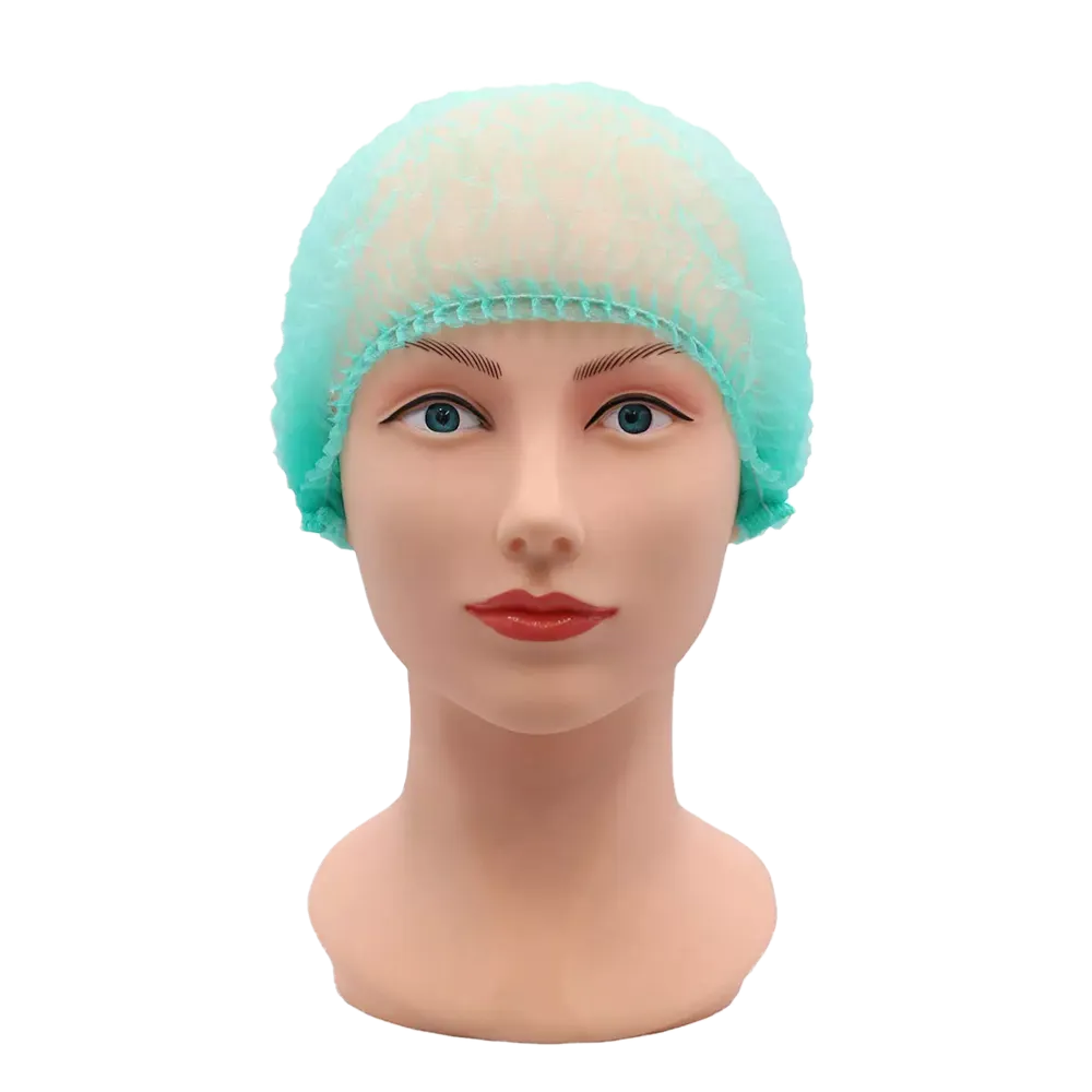 Der Kopf einer Schaufensterpuppe ist mit einer hellblauen AMPri ECO-PLUS Klipphaube geschmückt, die sich ideal für den medizinischen Bereich eignet. Er zeigt einen neutralen Ausdruck vor einem schlichten weißen Hintergrund.