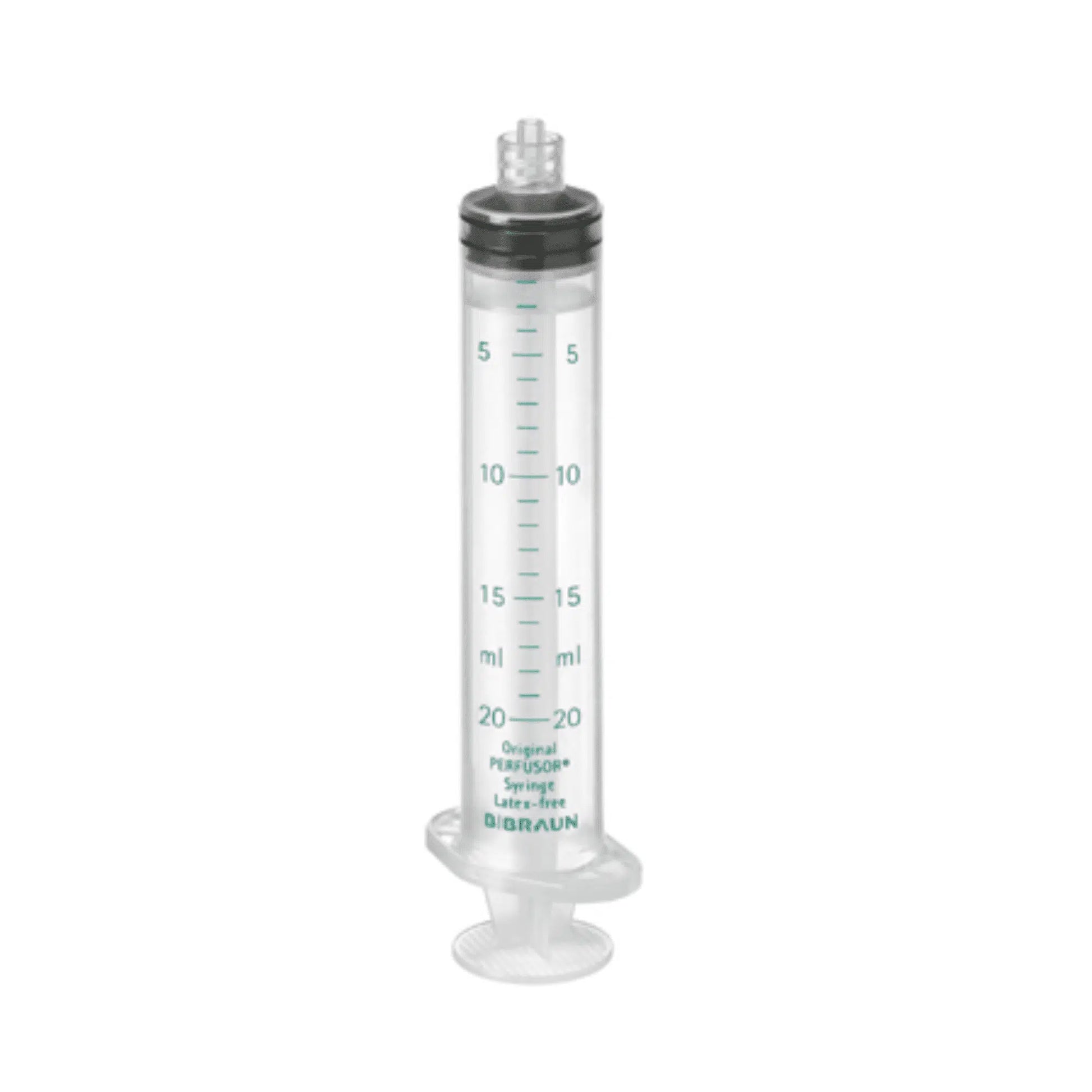Die „Original-Perfusor®-Spritze“ der B. Braun Deutschland GmbH & Co. KG ist eine Spritze aus robustem Polypropylen im klaren Design mit schwarzem Kolben und Millilitermarkierungen bis 20 ml, komplett mit Luer-Lock-Ansatz. Dieses Produkt ist latexfrei.