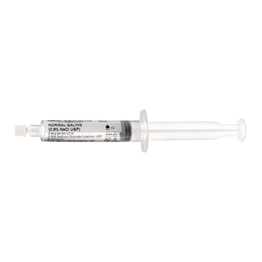 Die B. Braun PraxiJect Spülspritze, steril, 10 ml von B. Braun Deutschland GmbH & Co. KG trägt die Aufschrift „Normal Saline“ und verfügt über eindeutige Messmarkierungen auf dem transparenten Körper, eine sichere Kappe sowie umfassende Anwendungs- und Sicherheitshinweise für eine zuverlässige Anwendung.
