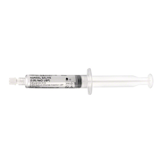 Die B. Braun PraxiJect Spülspritze, steril, 10 ml von B. Braun Deutschland GmbH & Co. KG trägt die Aufschrift „Normal Saline“ und verfügt über eindeutige Messmarkierungen auf dem transparenten Körper, eine sichere Kappe sowie umfassende Anwendungs- und Sicherheitshinweise für eine zuverlässige Anwendung.