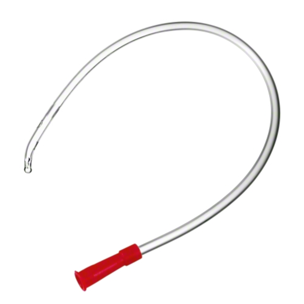 Der B.Braun Einmalkatheter für Männer mit Tiemannspitze, 40 cm, im klaren Design mit roter Tiemannspitze, wird von der B. Braun Deutschland GmbH & Co. KG für präzise Anwendungen gefertigt.