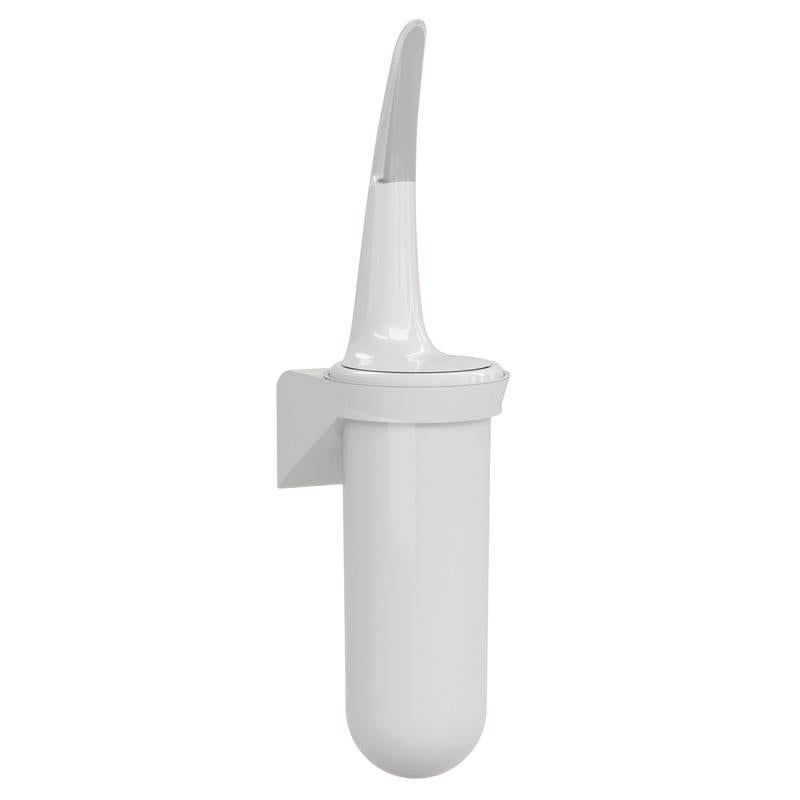 Der Toilettenbürstenhalter mit Bürste weiß von Diversey Deutschland GmbH & Co. OHG aus Kunststoff hat einen silbernen Griff, misst 386 x 93 x 113 mm, und sorgt mit modernem Design für ein sauberes Badezimmer. Packung: 1 Stück.