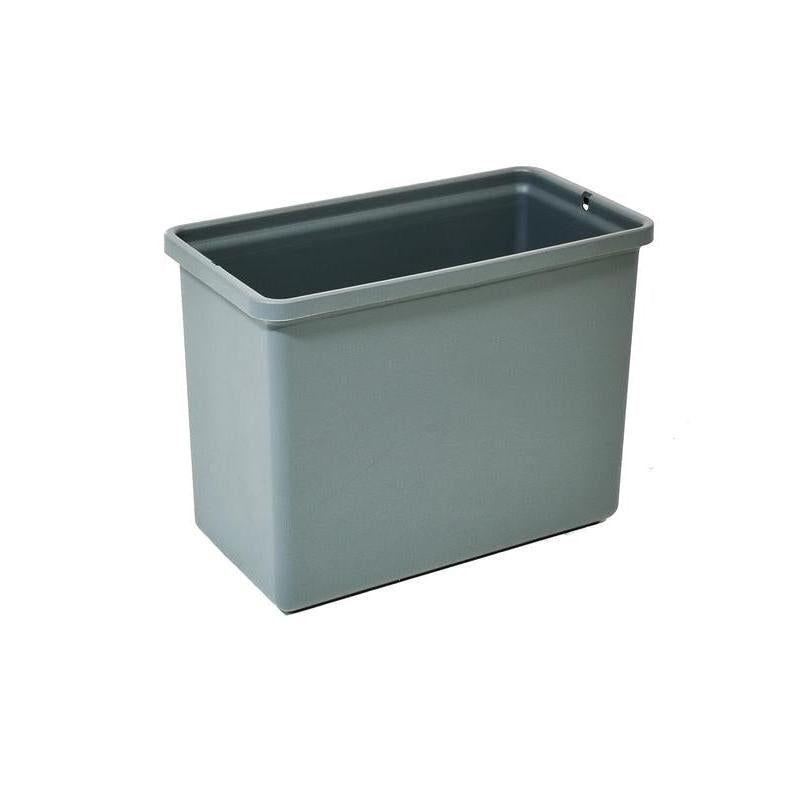 Der Di Protect 7L Eimer Grau (1 Stk.) von Diversey Deutschland GmbH & Co. OHG ist ein rechteckiger, hellgrauer Kunststoffeimer mit glatten, leicht verjüngten Seiten - ideal für den professionellen Einsatz. Fotografiert auf einem schlichten weißen Hintergrund.