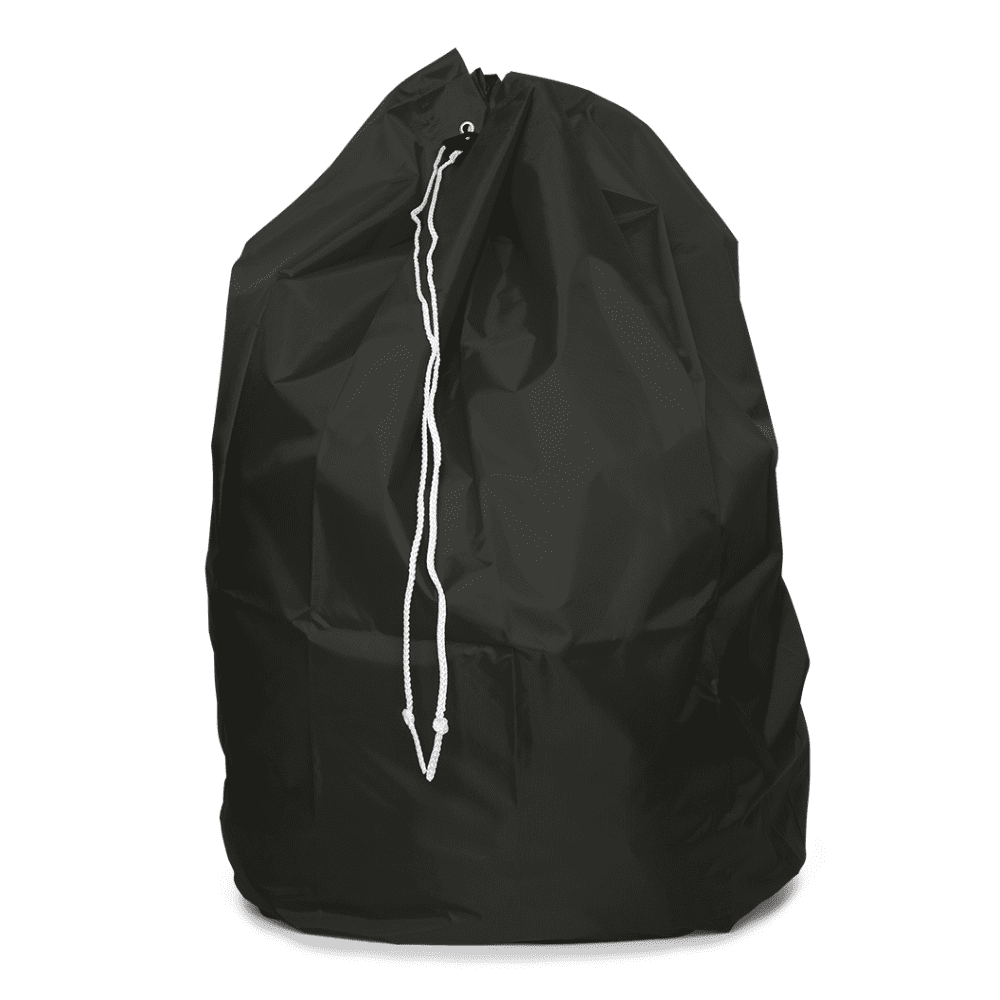 Der DEISS Entsorgungssack mit PP-Kordel und Bodenschlaufe von EMIL DEISS KG (GmbH + Co.) präsentiert sich als großer, schwarzer Kordelzugbeutel aus strapazierfähigem Polyester. Mit einem Fassungsvermögen von 120 Litern ist er mit einem weißen Kordelzug sicher verschlossen und eignet sich ideal für die Lagerung oder den Transport.
