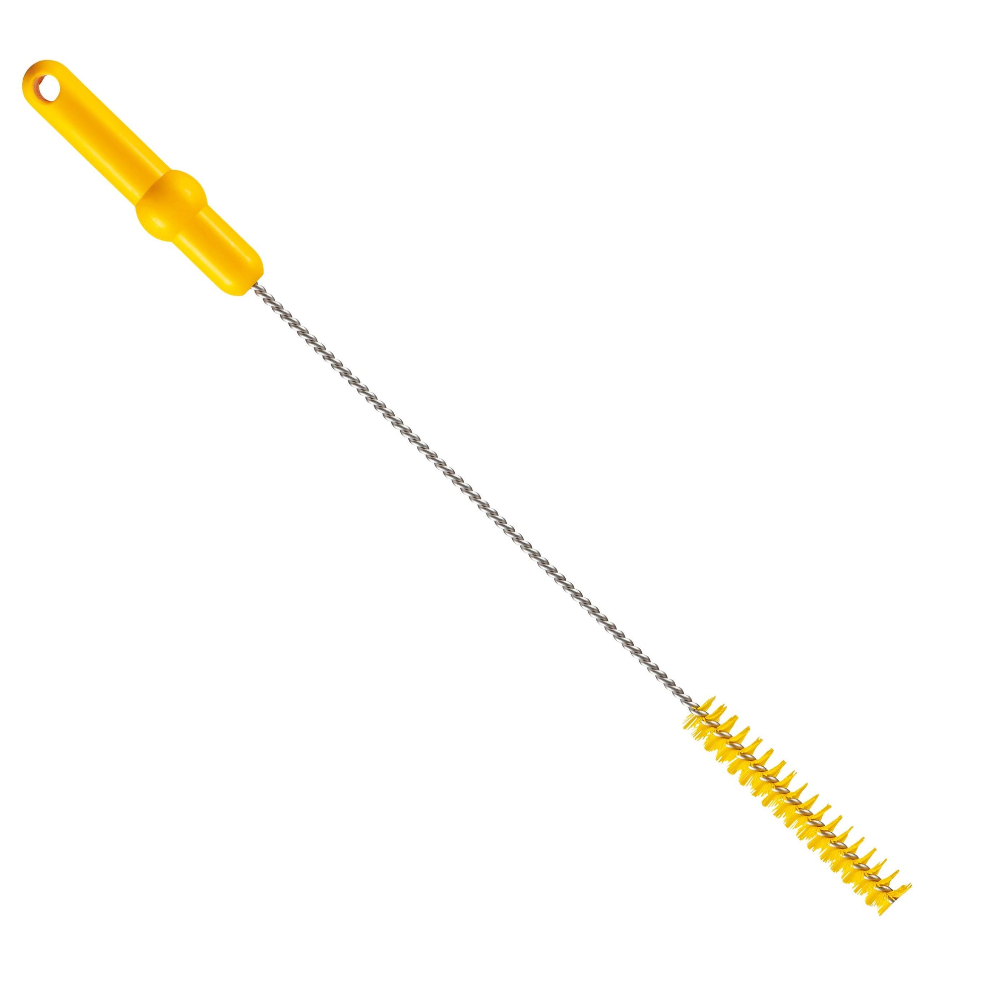 Die Haug Bürsten KG Haug Rohrbürste mit V2A Edelstahldraht PP PBT Hart (500 x ø20 mm) in gelb ist ideal für die Reinigung von Flaschen, schmalen Behältern oder als Profi-Rohrbürste für Rohrreinigungsaufgaben.