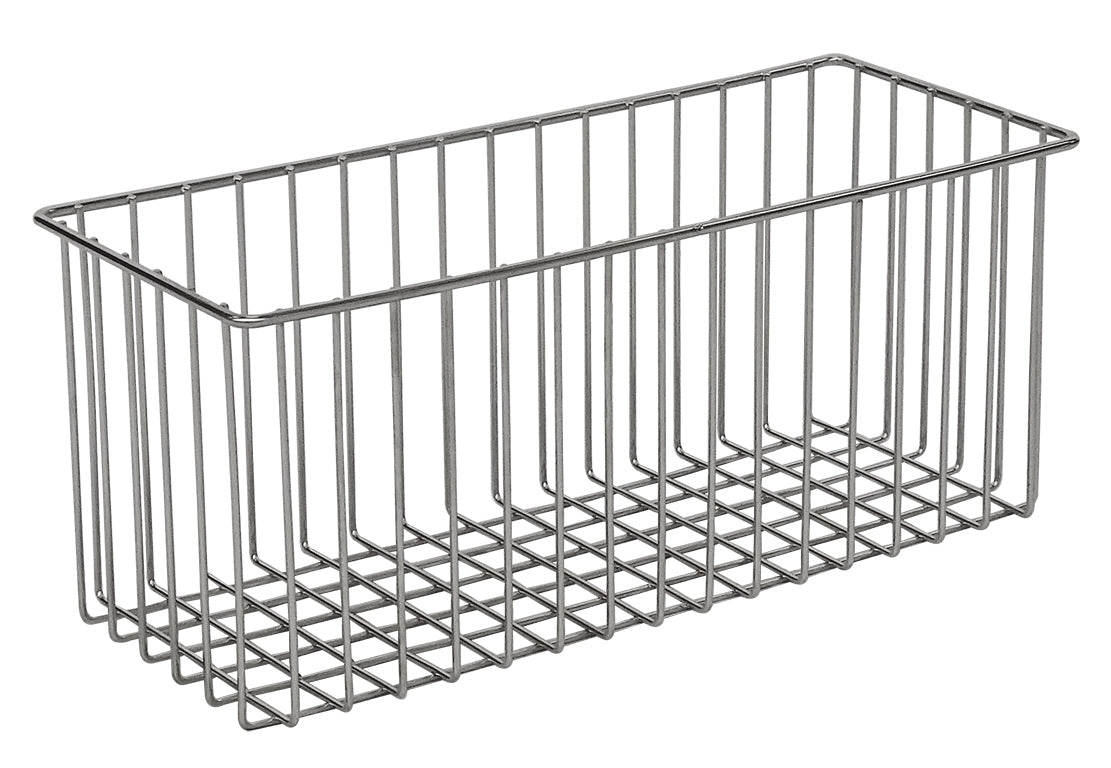 Der Novocal Gitterkorb aus Edelstahl (inkl. Befestigungsmaterial) eignet sich ideal zur Schrankorganisation. Das schlichte Rasterdesign wird auf weißem Hintergrund präsentiert. Die Packung enthält 1 Stück.