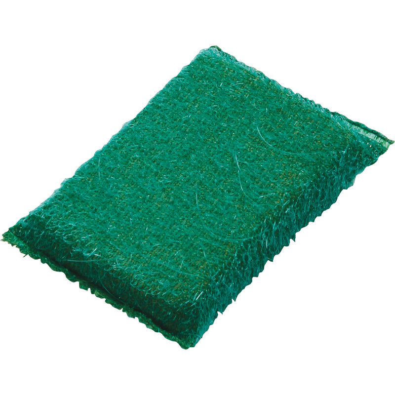Der Haug Bürsten KG ABRASIVSCHWAMM, KLEIN, PP, HART (130x85x30mm) ist ein grüner, rechteckiger Schwamm mit strukturierter Oberfläche, ideal für die Reinigung von Geschirr und Oberflächen bei der Küchenreinigung. Wird auf einer VK-Karte geliefert.