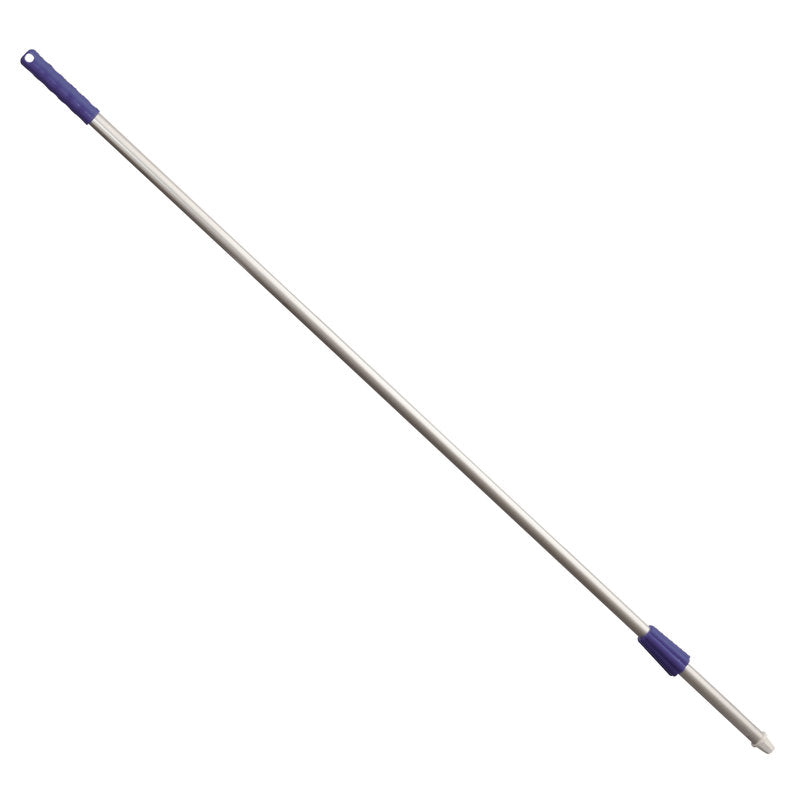 Der Haug Bürsten KG ALUSTIEL ist ein 1400 mm langer Moppstiel aus Aluminium (ø22 mm, 1 mm Wandstärke) mit einem blauen Kunststoffgriff und Verbindungsstück auf weißem Hintergrund.