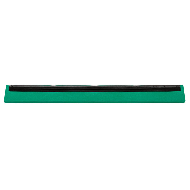 Abgebildet ist ein grüner rechteckiger Sockel der Haug Bürsten KG mit einer langen, schmalen schwarzen ERSATZ-GUMMILIPPE, 1-lippig, lebensmittelg., 625x20x22 zur Abdichtung vor weißem Hintergrund.