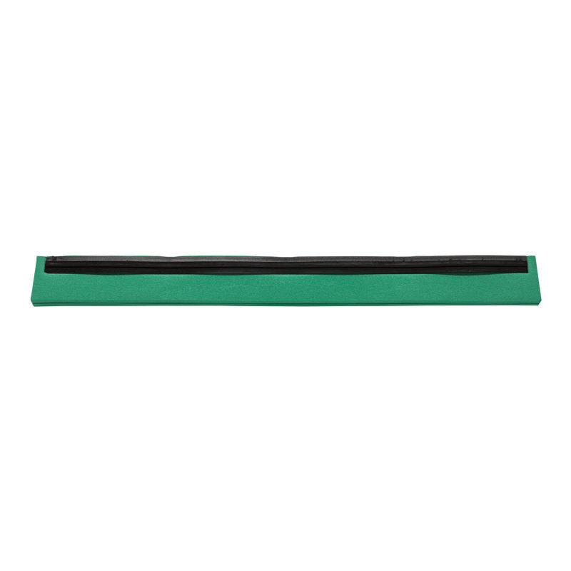 Ein grüner rechteckiger magnetischer Whiteboard-Radierer mit schwarzer Filzoberfläche, wie er in den Produkten der Haug Bürsten KG ERSATZ-GUMMILIPPE, 2-LIPPIG, 420X20X22MM verwendet wird, ist auf weißem Hintergrund abgebildet.