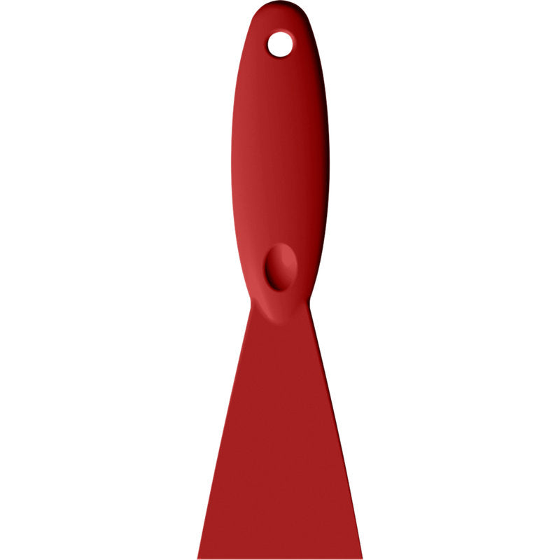 Der Haug Bürsten KG SPACHTEL,PP, 250x75x18MM ist ein roter Kunststoffspachtel mit breiter flacher Klinge, abgerundetem Griff, Aufhängeloch und ist aus strapazierfähigem Polypropylen hergestellt.