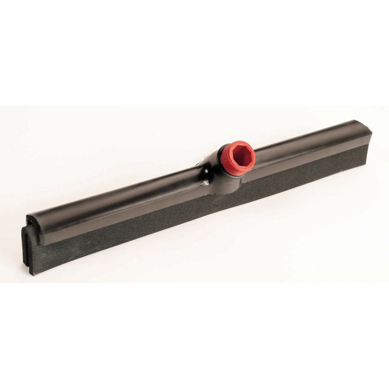Der IN-UP WASSERSCHIEBER, ZELLSCHAUM 420X35X28MM von Haug Bürsten KG verfügt über ein schwarzes Schwammblatt mit einer zentralen roten Kunststoffhalterung für Rakelgriffe, ideal für die Bodenreinigung, dargestellt auf einem schlichten weißen Hintergrund.