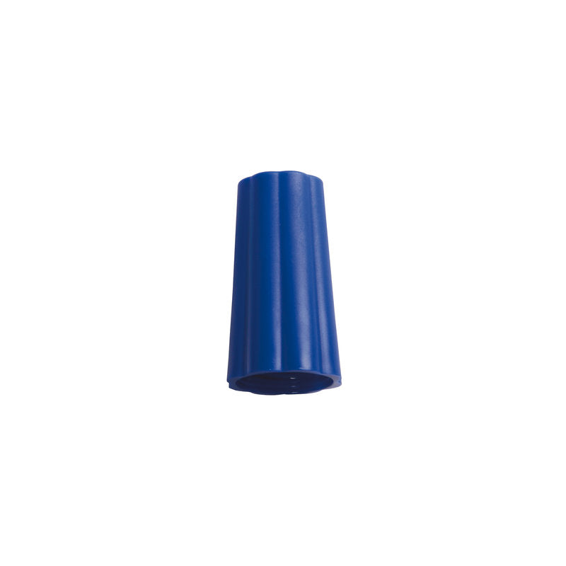 Ein Haug Bürsten KG ÜBERWURFMUTTER AUßEN-ø 21+22MM, blauer Kunststoff mit zylindrischer, leicht konischer Form und 22mm Außendurchmesser, dargestellt vor einem schlichten weißen Hintergrund.