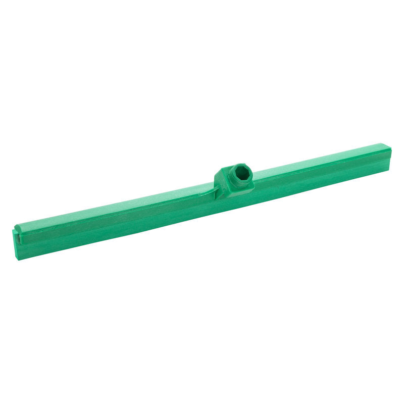 Der Haug Bürsten KG WASSERSCHIEBER, 1-LIPPIG, 620MM ist ein grüner Kunststoff-Bodenwischer mit einer zentralen Aufnahme für die Stielbefestigung - ideal für eine effiziente Wasserentfernung.