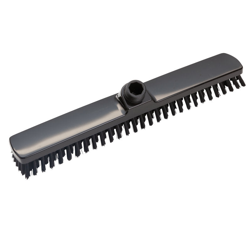 Der Haug Bürsten KG GROßRAUMWISCHER, ø 0,50MM HART 400x60x26mm, hat steife schwarze Borsten und eine zentrale Aufnahme für Stiele, ideal für die professionelle Reinigung großer Flächen; abgebildet auf weißem Hintergrund.