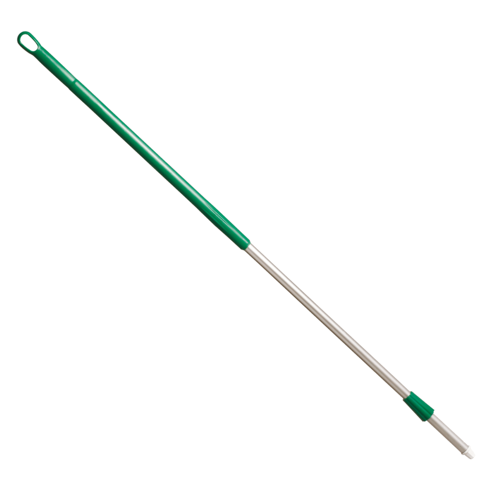 Der in verschiedenen Farben erhältliche Alustiel von Haug Bürsten KG mit einer Länge von 1500 mm und einem Durchmesser von 32/25 mm ist eine grün-silberne Teleskopstange mit einem Haken am Ende. Sie ist nach HACCP-Hygienestandard konzipiert und wird häufig zum Reinigen oder Anbringen verschiedener Werkzeuge verwendet. Das langlebige Haug-Stecksystem sorgt für eine sichere Verbindung.