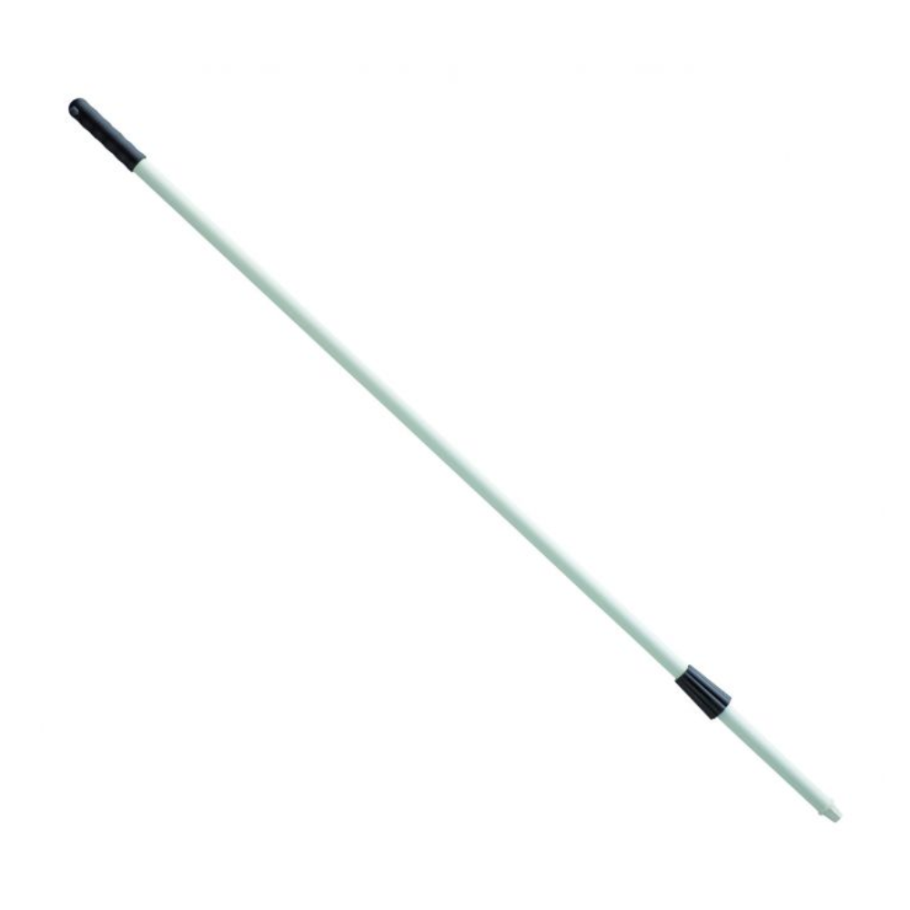 Ein 1450 mm langer, nichtleitender Fiberglasstiel von Haug Bürsten KG, erhältlich in verschiedenen Farben, mit einem schwarzen Griff an einem Ende und einer Gewindespitze am anderen Ende für ergonomische Handhabung.