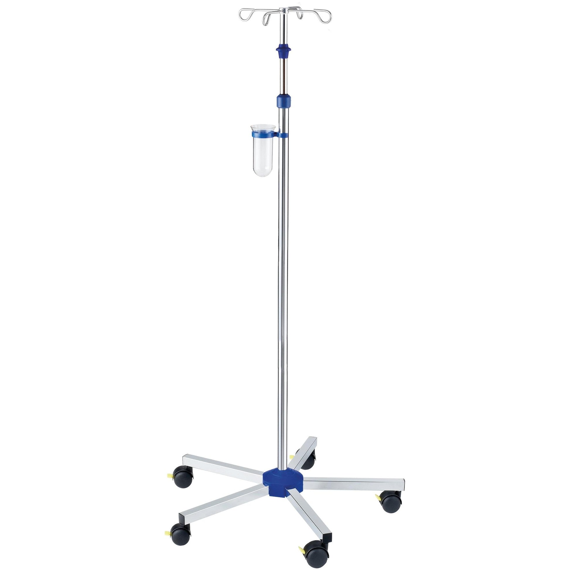 Der Novocal Infusionsständer aus Edelstahl (Rohrdurchmesser 25/18 mm, Einhand-Sicherheitshöhenverstellung, Packung 1 Stück) bietet Zuverlässigkeit und Komfort für medizinische Anwendungen.